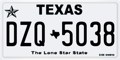 TX license plate DZQ5038