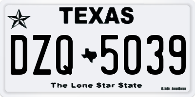 TX license plate DZQ5039