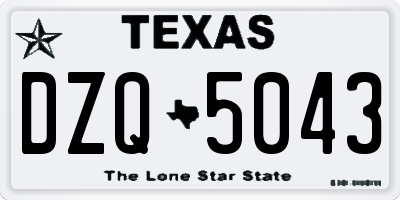 TX license plate DZQ5043