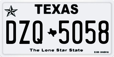 TX license plate DZQ5058
