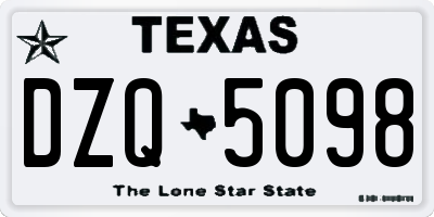 TX license plate DZQ5098
