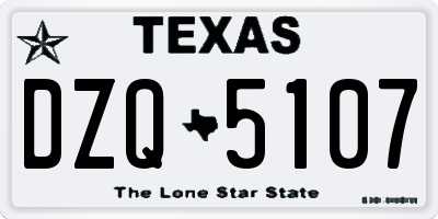 TX license plate DZQ5107