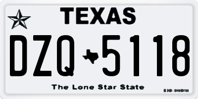 TX license plate DZQ5118