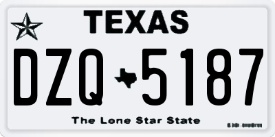 TX license plate DZQ5187