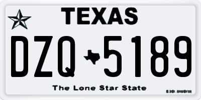 TX license plate DZQ5189