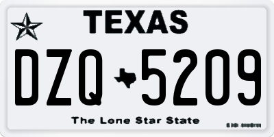 TX license plate DZQ5209