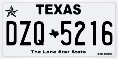 TX license plate DZQ5216