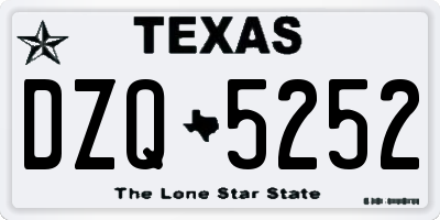 TX license plate DZQ5252