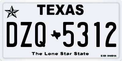 TX license plate DZQ5312