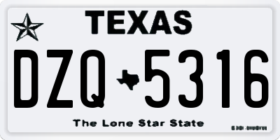 TX license plate DZQ5316