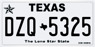 TX license plate DZQ5325