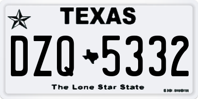 TX license plate DZQ5332