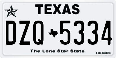TX license plate DZQ5334