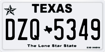 TX license plate DZQ5349