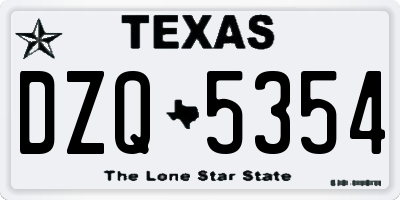 TX license plate DZQ5354