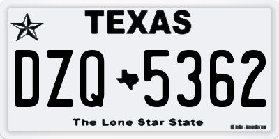 TX license plate DZQ5362