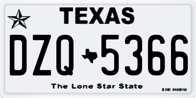 TX license plate DZQ5366