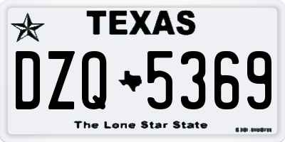 TX license plate DZQ5369