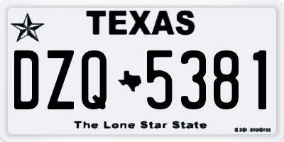TX license plate DZQ5381