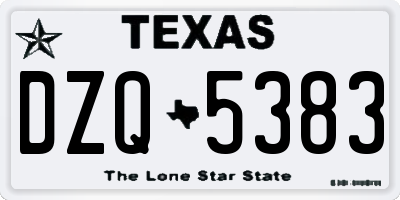 TX license plate DZQ5383