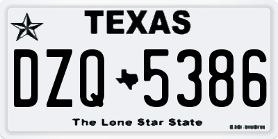 TX license plate DZQ5386