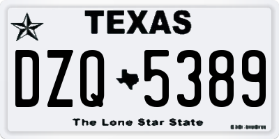 TX license plate DZQ5389