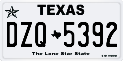 TX license plate DZQ5392