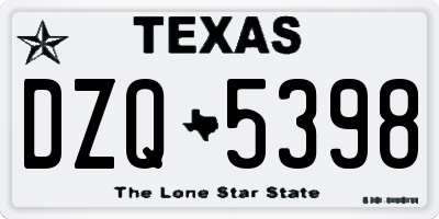 TX license plate DZQ5398