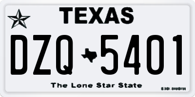 TX license plate DZQ5401