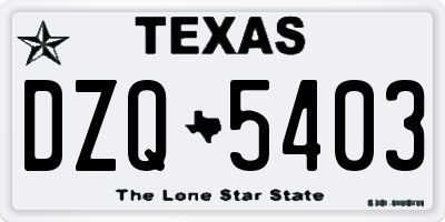 TX license plate DZQ5403