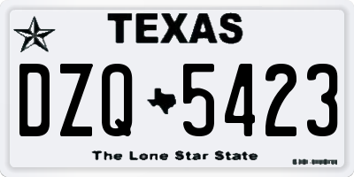 TX license plate DZQ5423