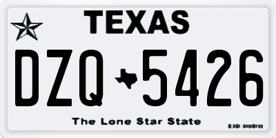 TX license plate DZQ5426
