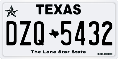 TX license plate DZQ5432