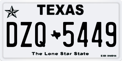TX license plate DZQ5449
