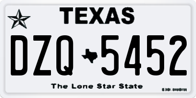 TX license plate DZQ5452