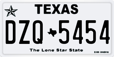 TX license plate DZQ5454