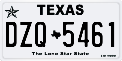 TX license plate DZQ5461