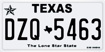 TX license plate DZQ5463