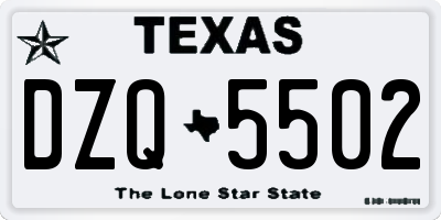 TX license plate DZQ5502