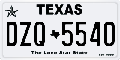 TX license plate DZQ5540
