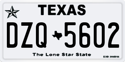 TX license plate DZQ5602