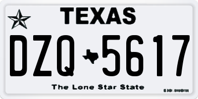 TX license plate DZQ5617