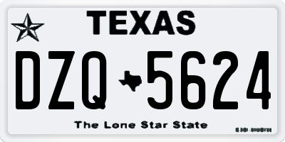 TX license plate DZQ5624