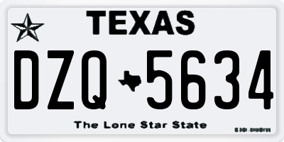 TX license plate DZQ5634