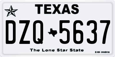 TX license plate DZQ5637
