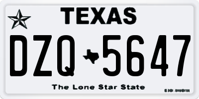 TX license plate DZQ5647