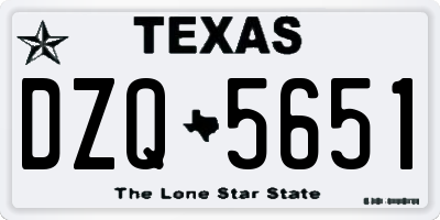 TX license plate DZQ5651