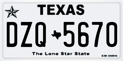 TX license plate DZQ5670