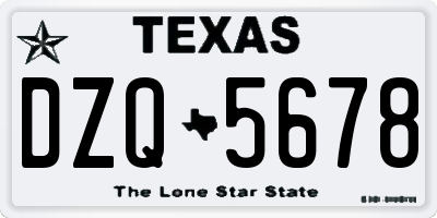 TX license plate DZQ5678