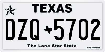 TX license plate DZQ5702